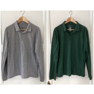 Lot Of 2 Apt. 9 men's long-sleeve polo shirt grey green Size L Casual Collared